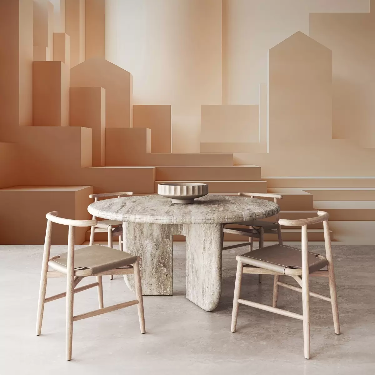 Murales de pared Abstracción arquitectónica, tonos beige w02173 murales de pared Abstracción arquitectónica, tonos beige w02173