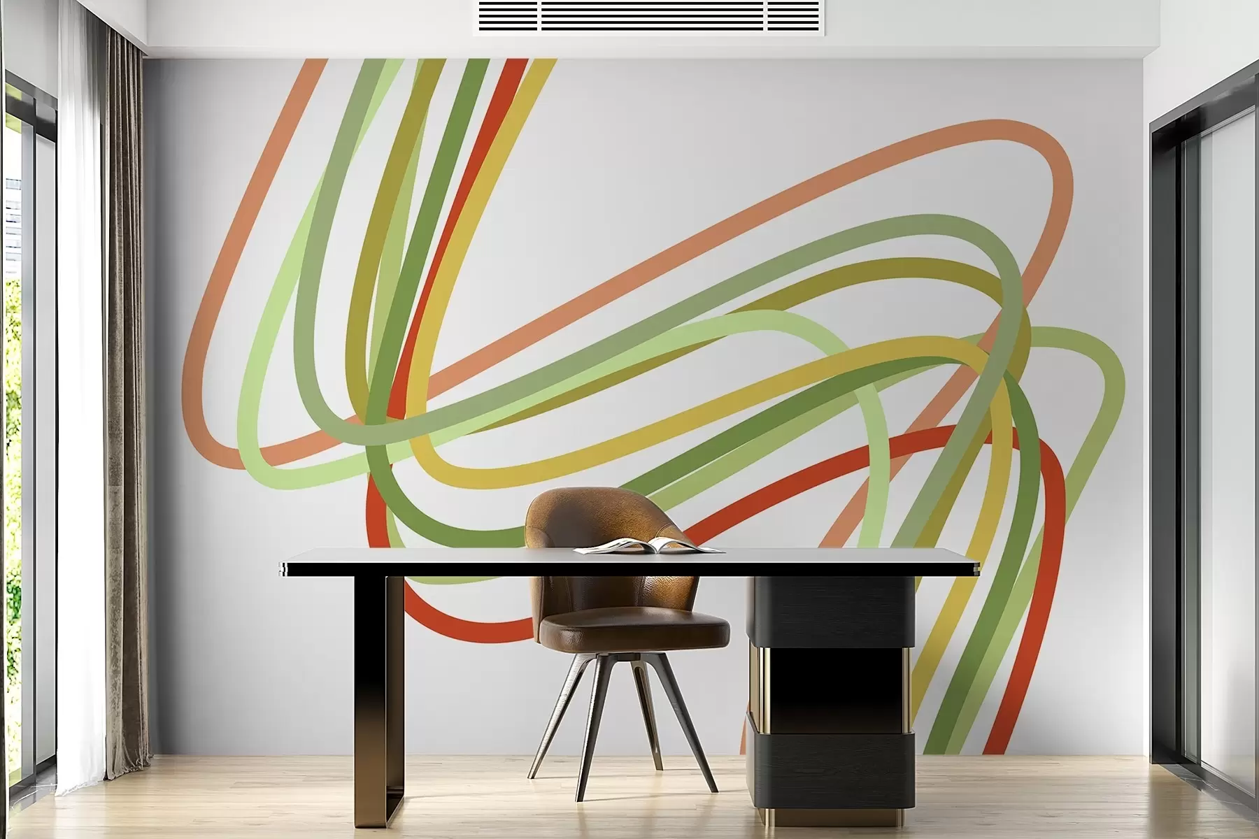 murales de pared Abstracción de líneas de color w02175