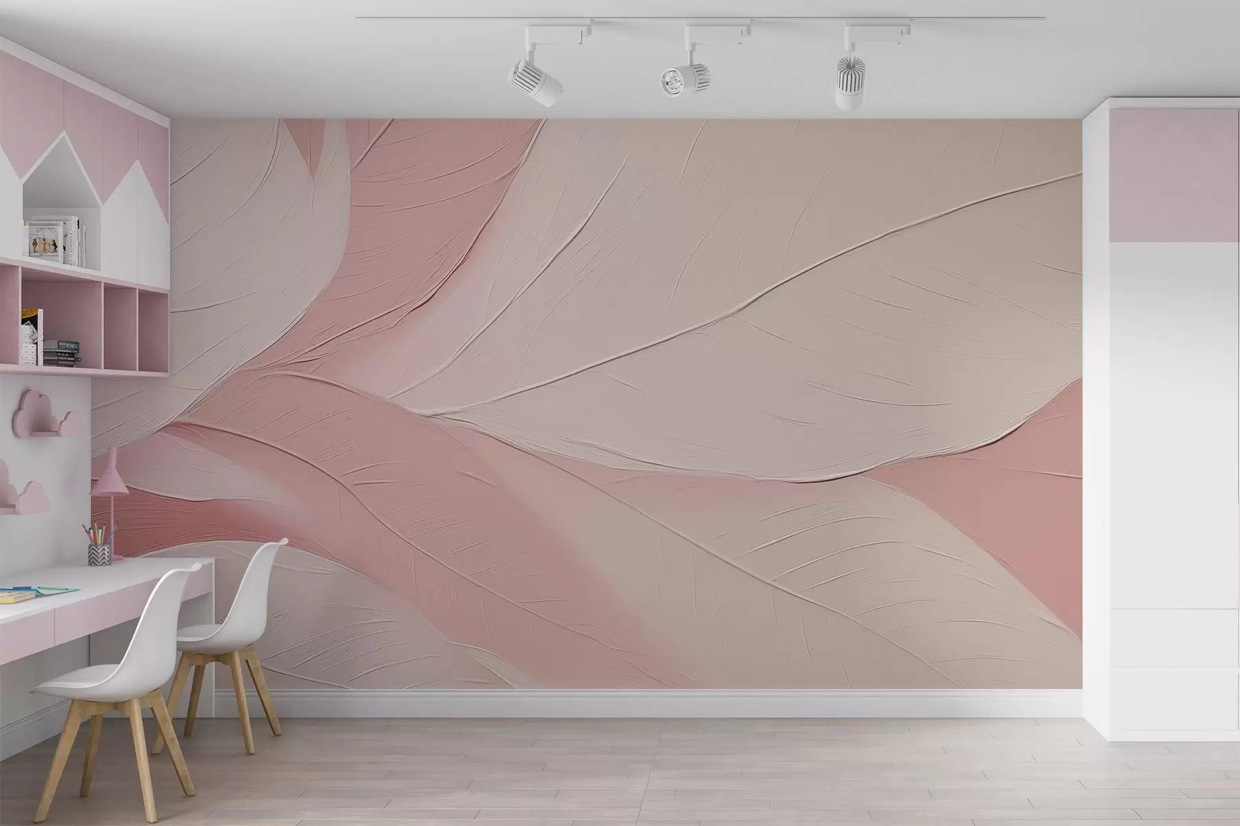 murales de pared Primer plano abstracto de hojas rosas w02225