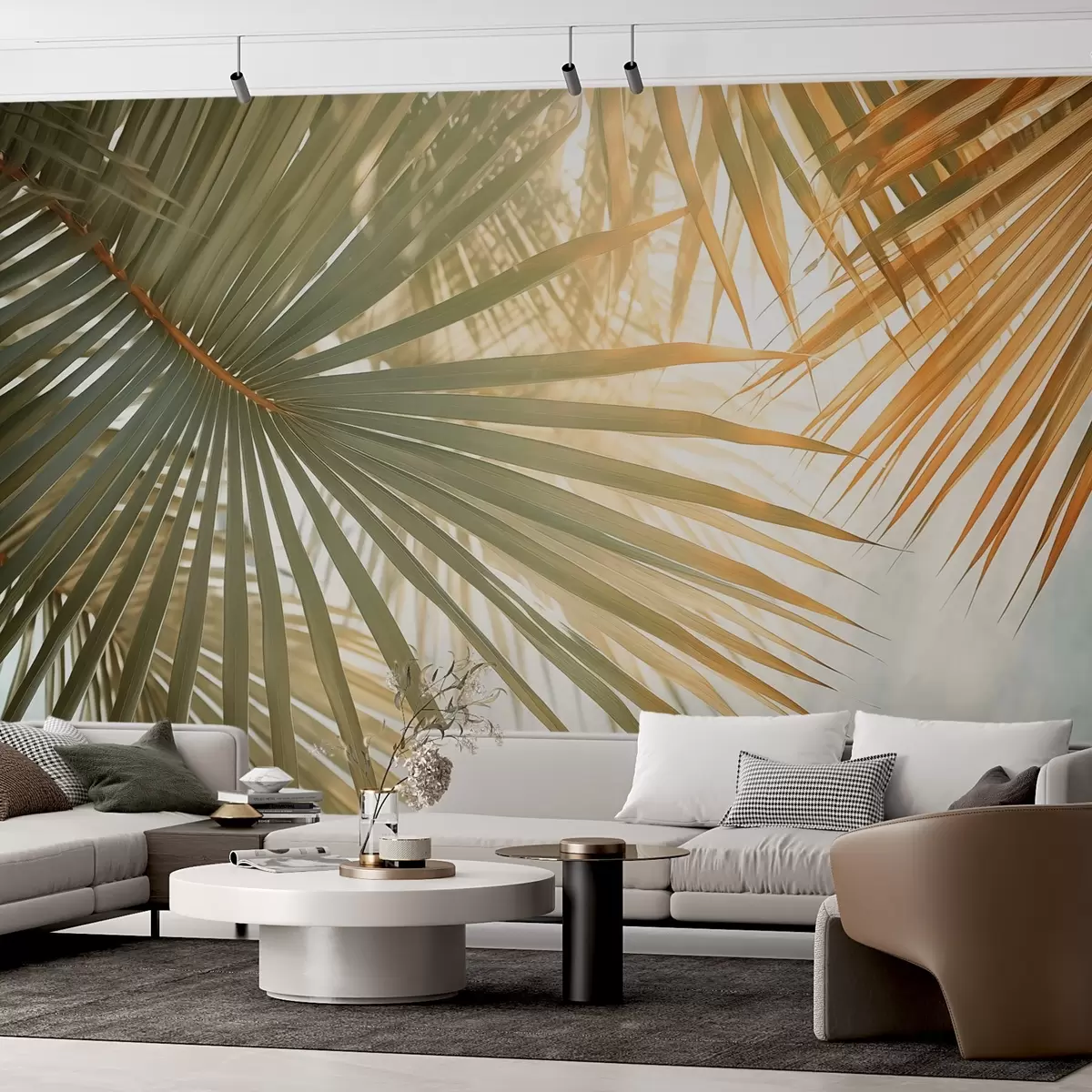 Murales de pared Primer plano de una hoja de palmera tropical w02230 murales de pared Primer plano de una hoja de palmera tropical w02230