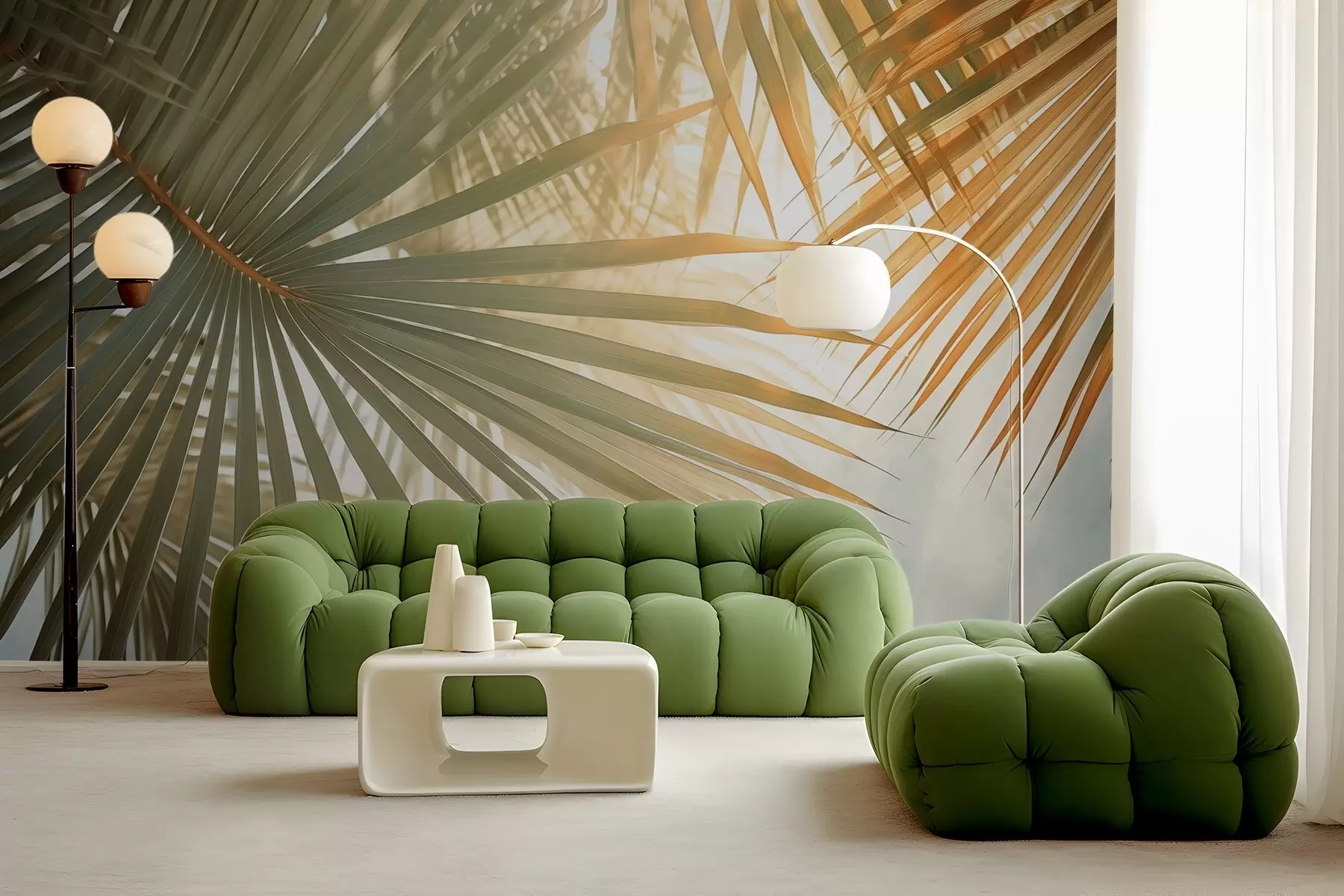 murales de pared Primer plano de una hoja de palmera tropical w02230