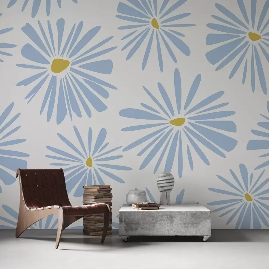 murales de pared Flores abstractas, color azul w02271v1