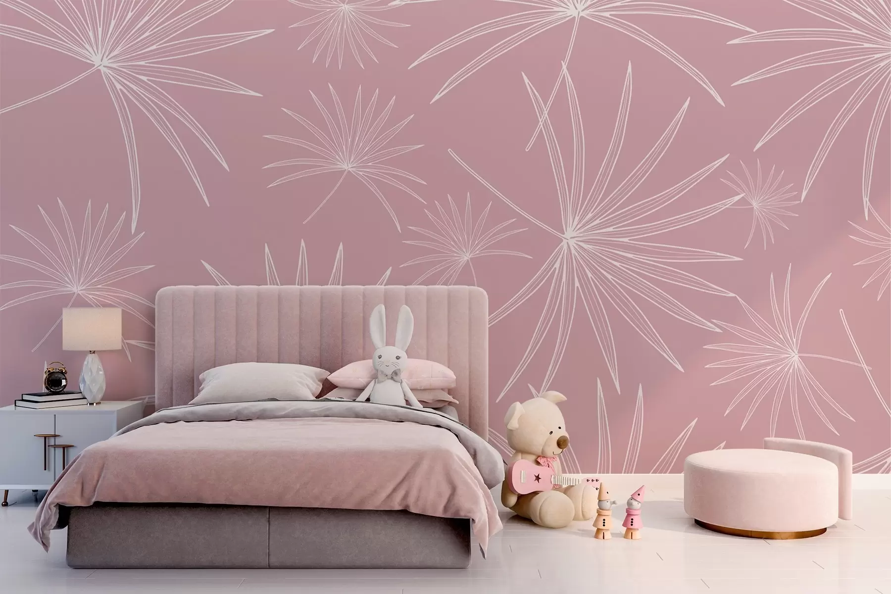 murales de pared Imágenes esquemáticas de hojas de palmera w02257v2