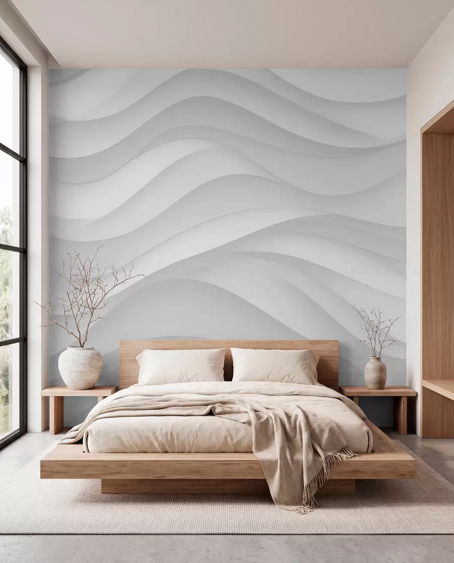 murales de pared Ondas grises en tonos suaves w02314