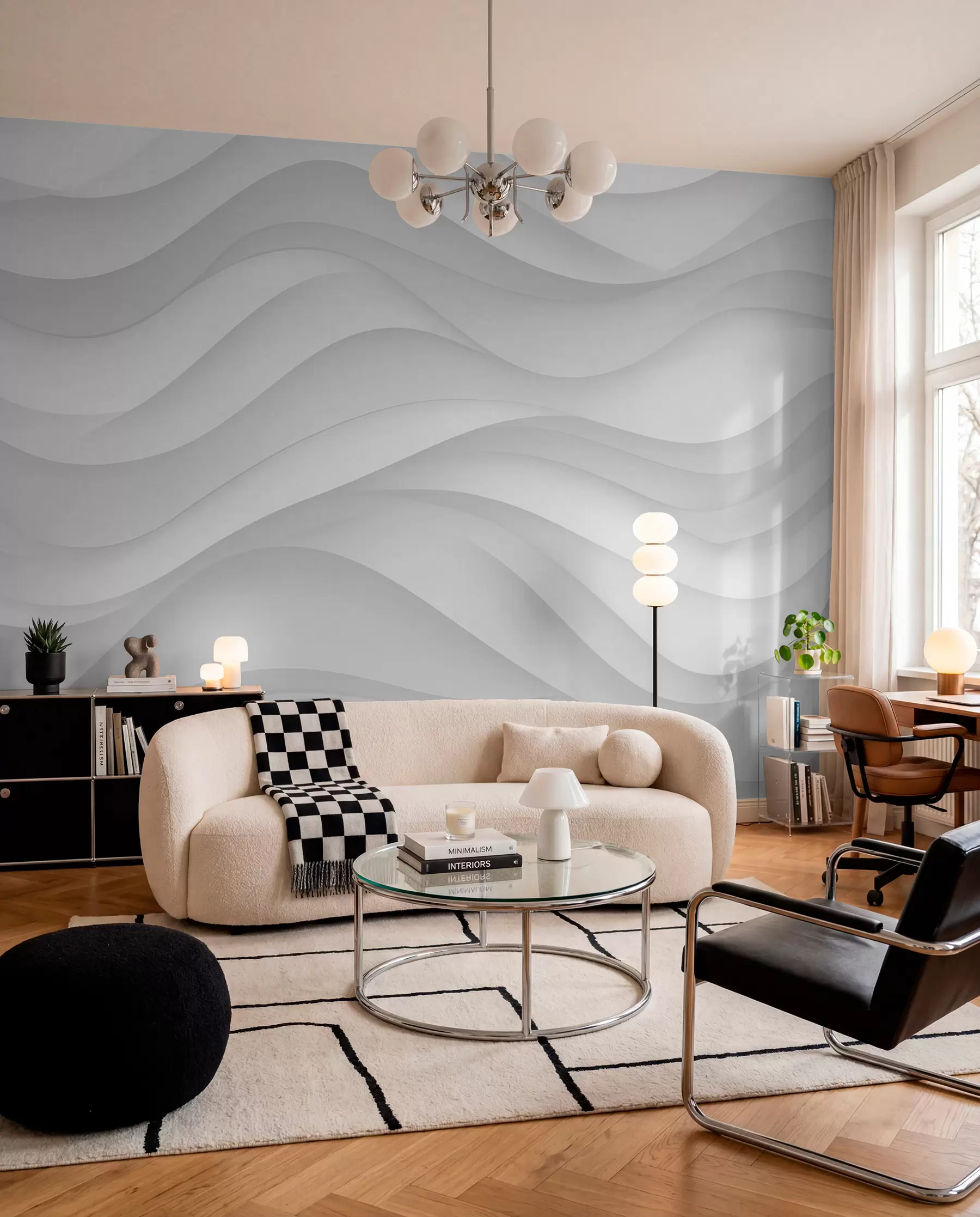 murales de pared Ondas grises en tonos suaves w02314