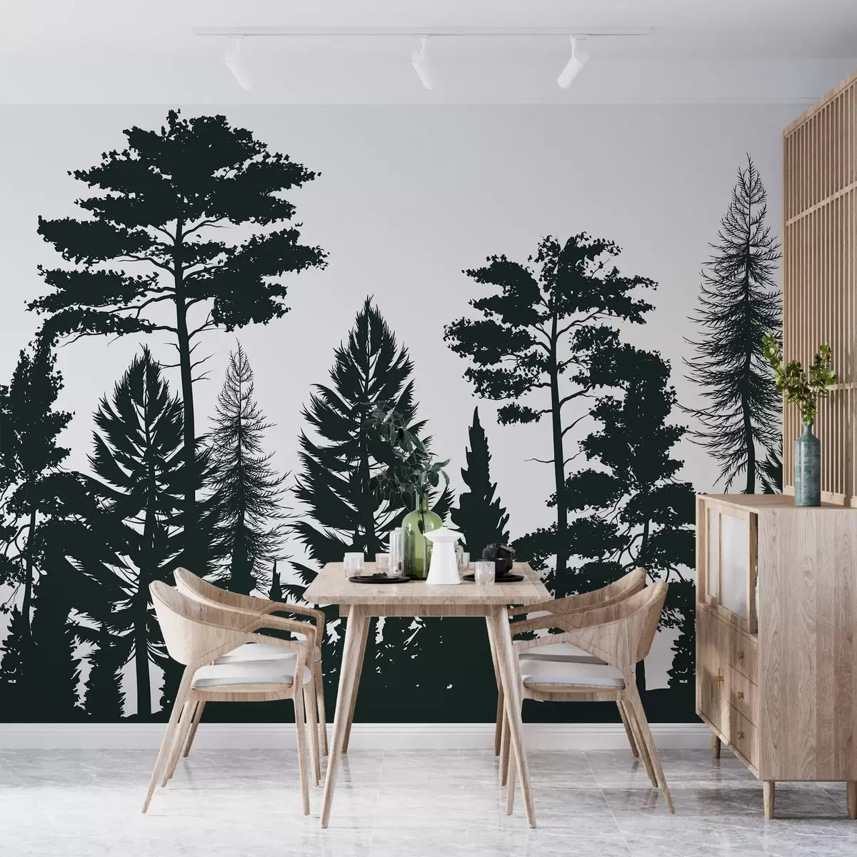 Murales de pared Árboles en un motivo verde oscuro w02361 murales de pared Árboles en un motivo verde oscuro w02361