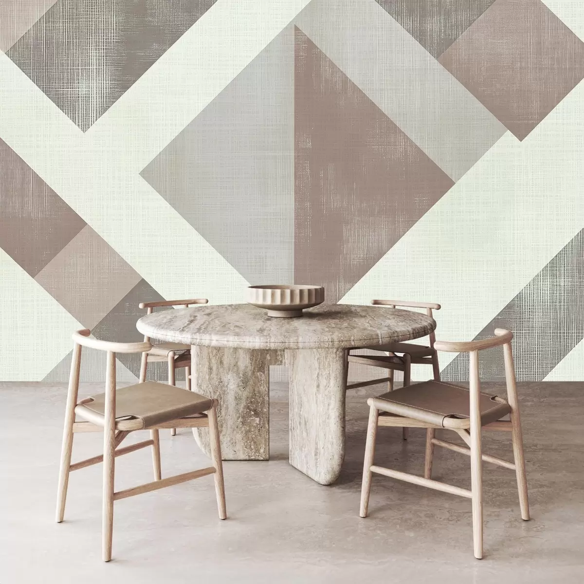 Murales de pared Moderno diseño geométrico de papel pintado con formas superpuestas en suaves tonos beige, verde y gris w02341v1 murales de pared Moderno diseño geométrico de papel pintado con formas superpuestas en suaves tonos beige, verde y gris w02341v1
