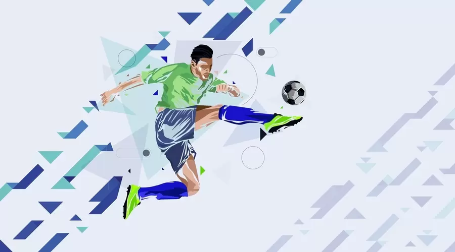 murales de pared el jugador de fútbol que chuta el balón w02401