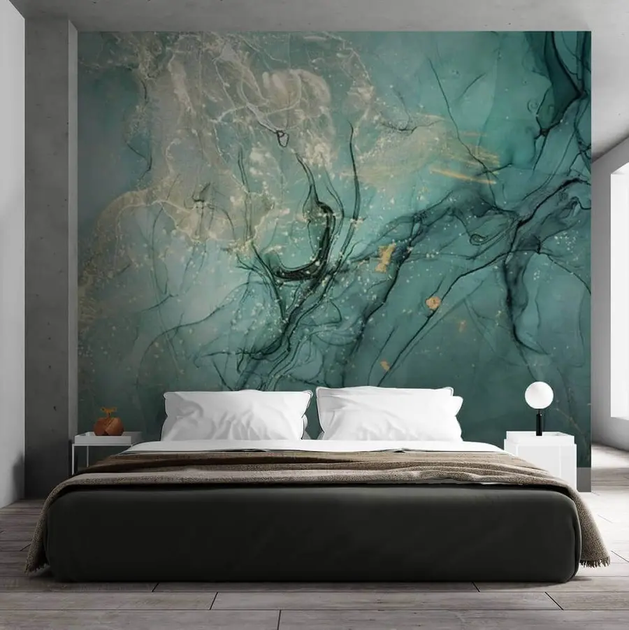 murales de pared Mármol turquesa con una fina bruma u51399