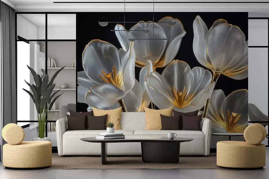 murales de pared Un ramo de tulipanes al estilo de una escultura de cristal w08489