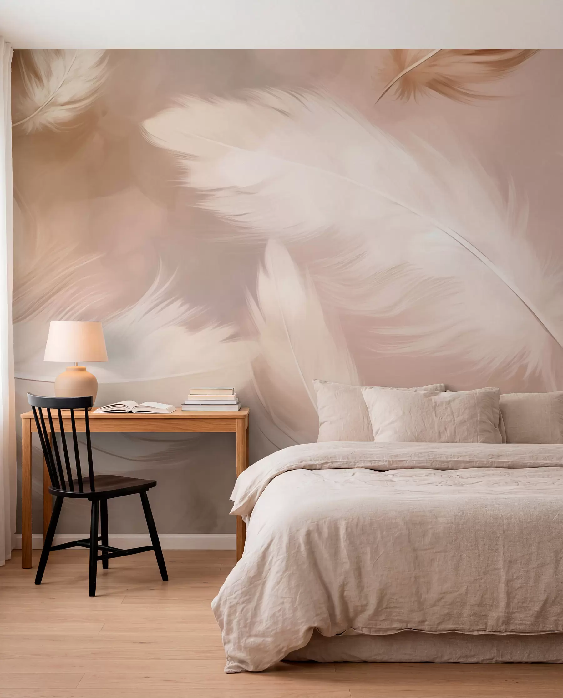 murales de pared Plumas grandes en beige w02601v1