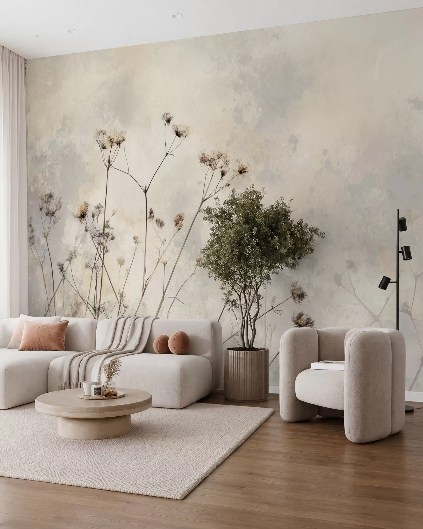 murales de pared Herbario color arena w02684