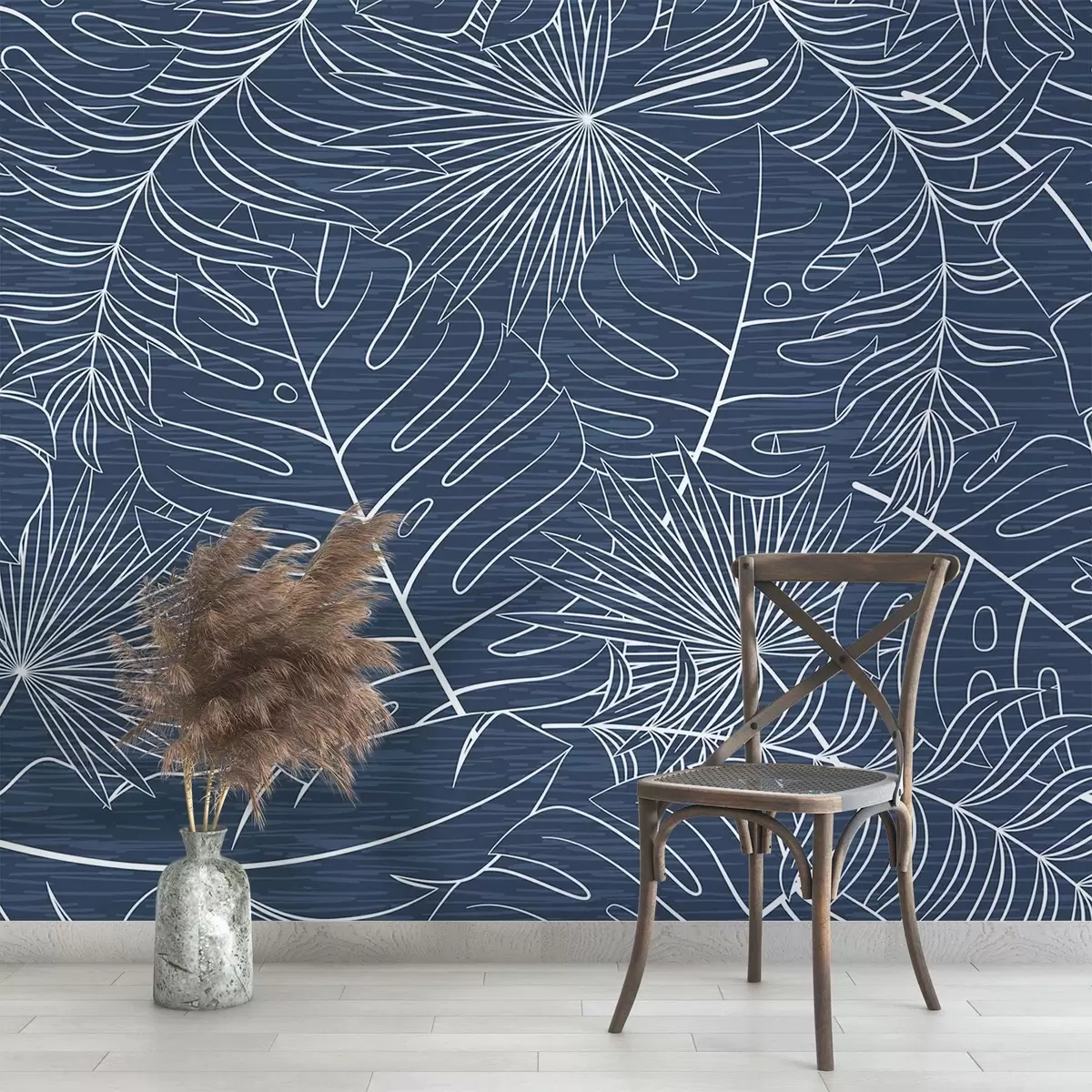 murales de pared Hojas tropicales en estilo gráfico w02695v1