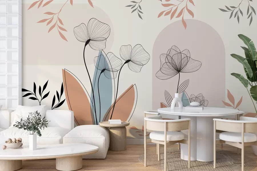 murales de pared Flores y ramas de estilo boho w02754