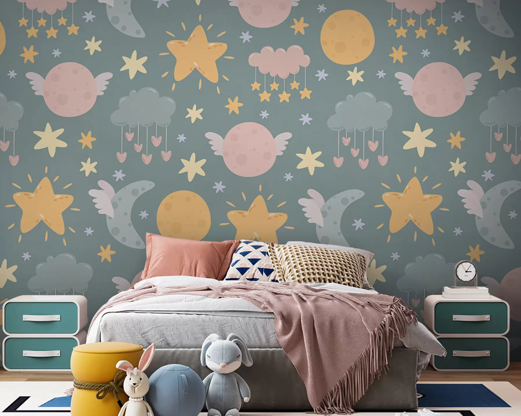 murales de pared Caprichosos diseños de cielos nocturnos en colores pastel u96883