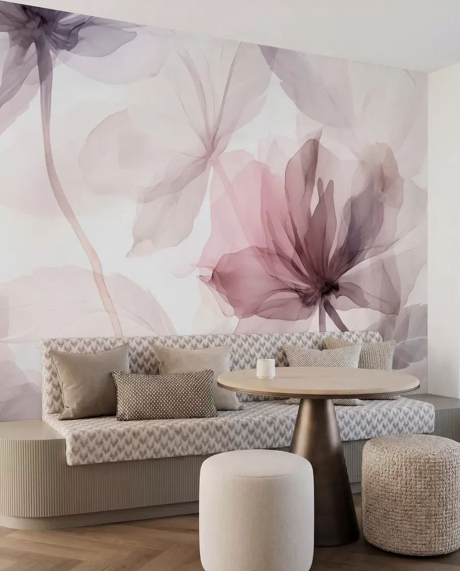 murales de pared Flores efímeras en delicados colores pastel w02755