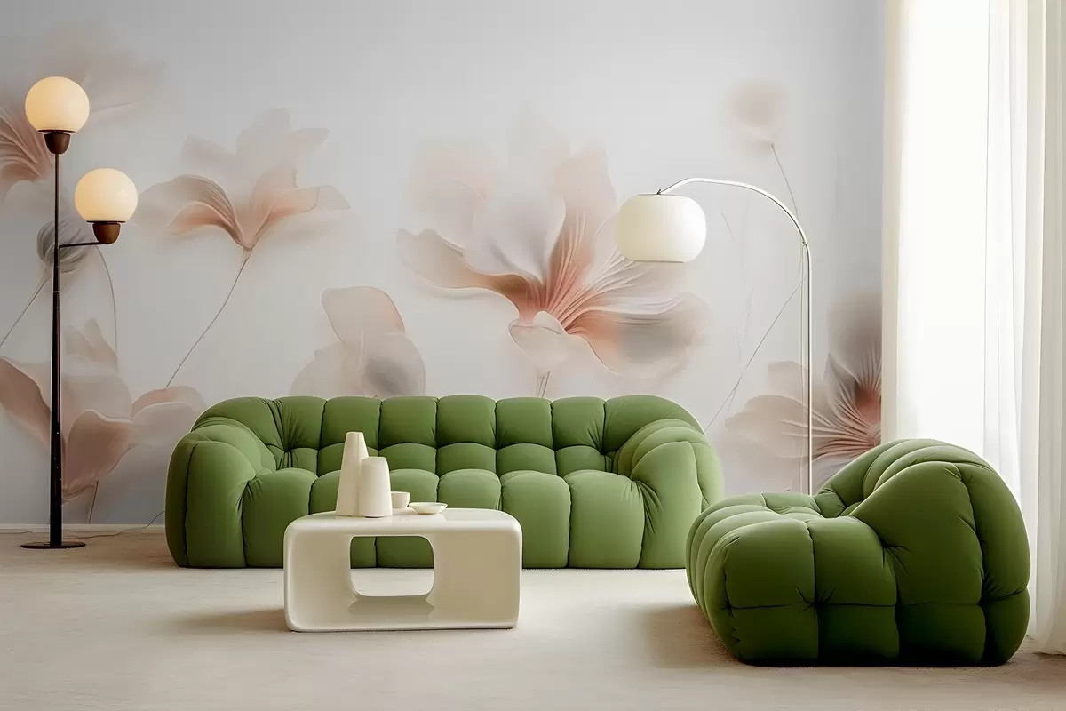 murales de pared Flores elegantes en colores pastel w02759