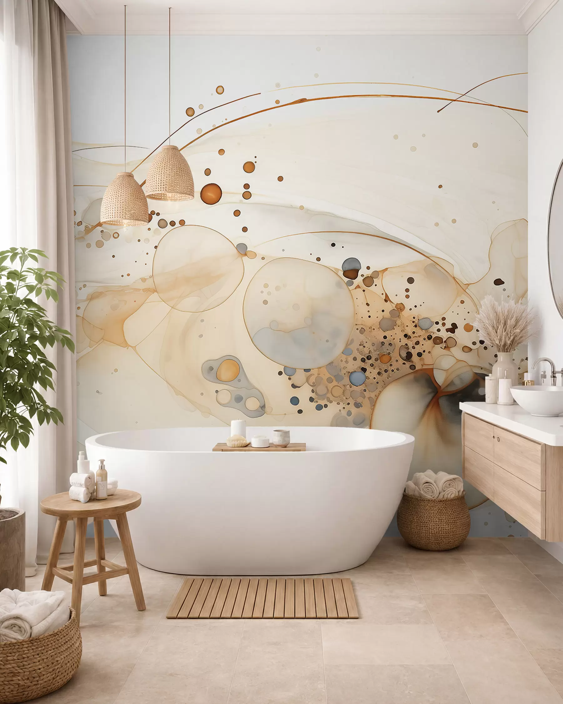 murales de pared Tinta ámbar y órbitas doradas w02744