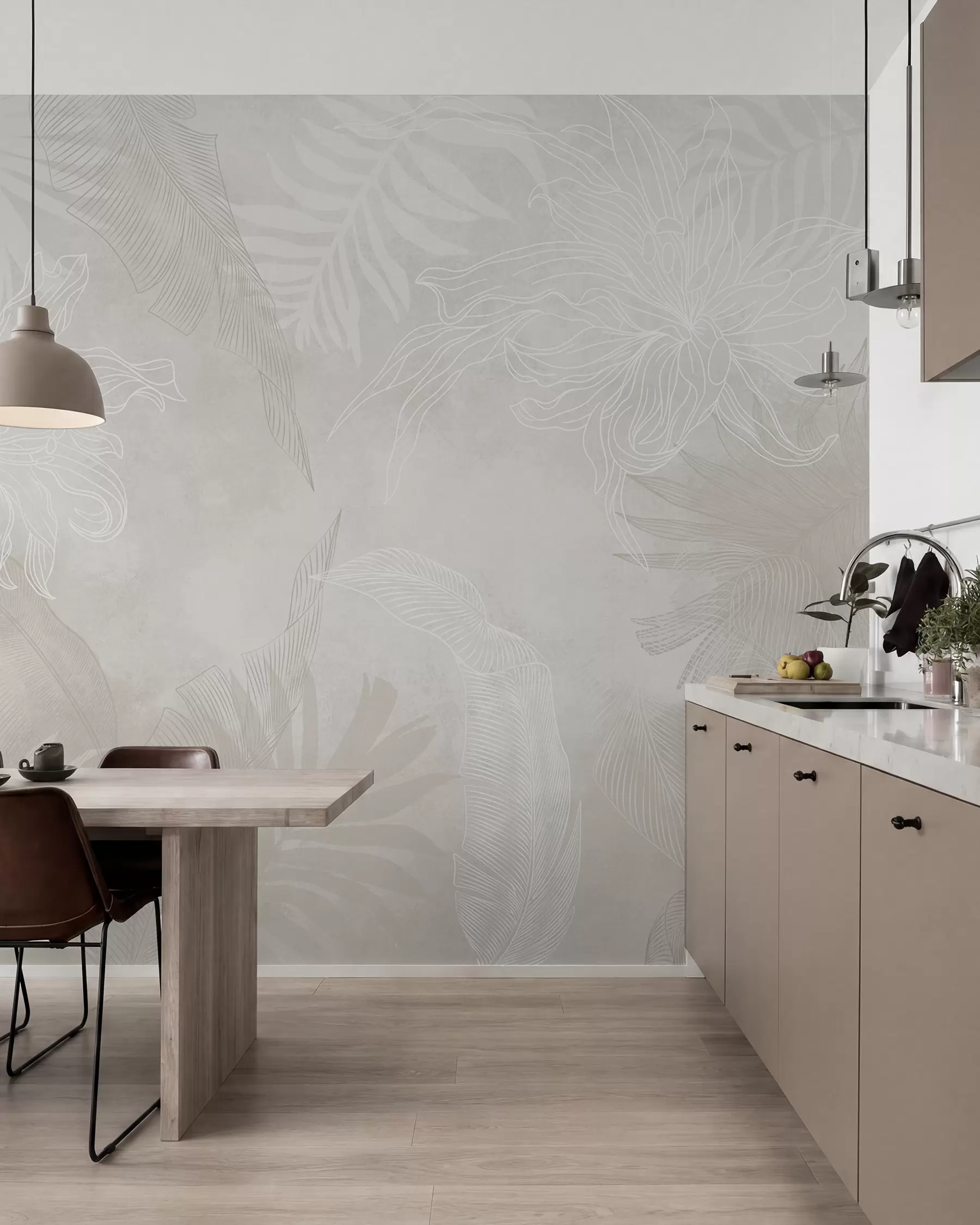 murales de pared Follaje tropical con efecto grunge w02737v1