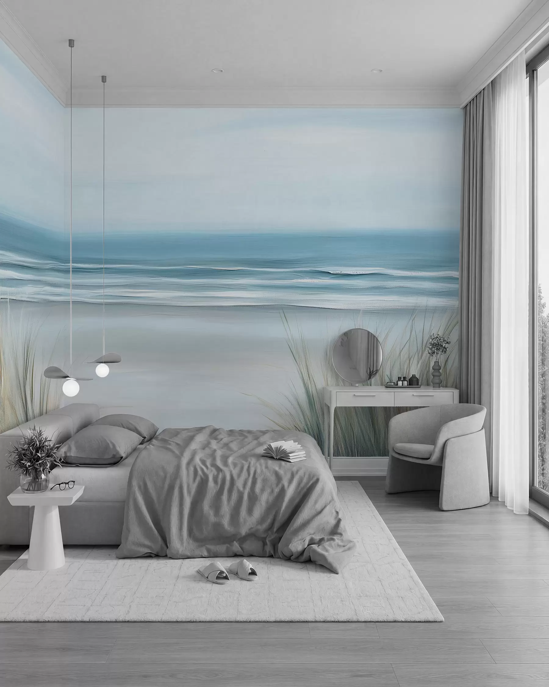 murales de pared Paisaje con playa salvaje al óleo w02869