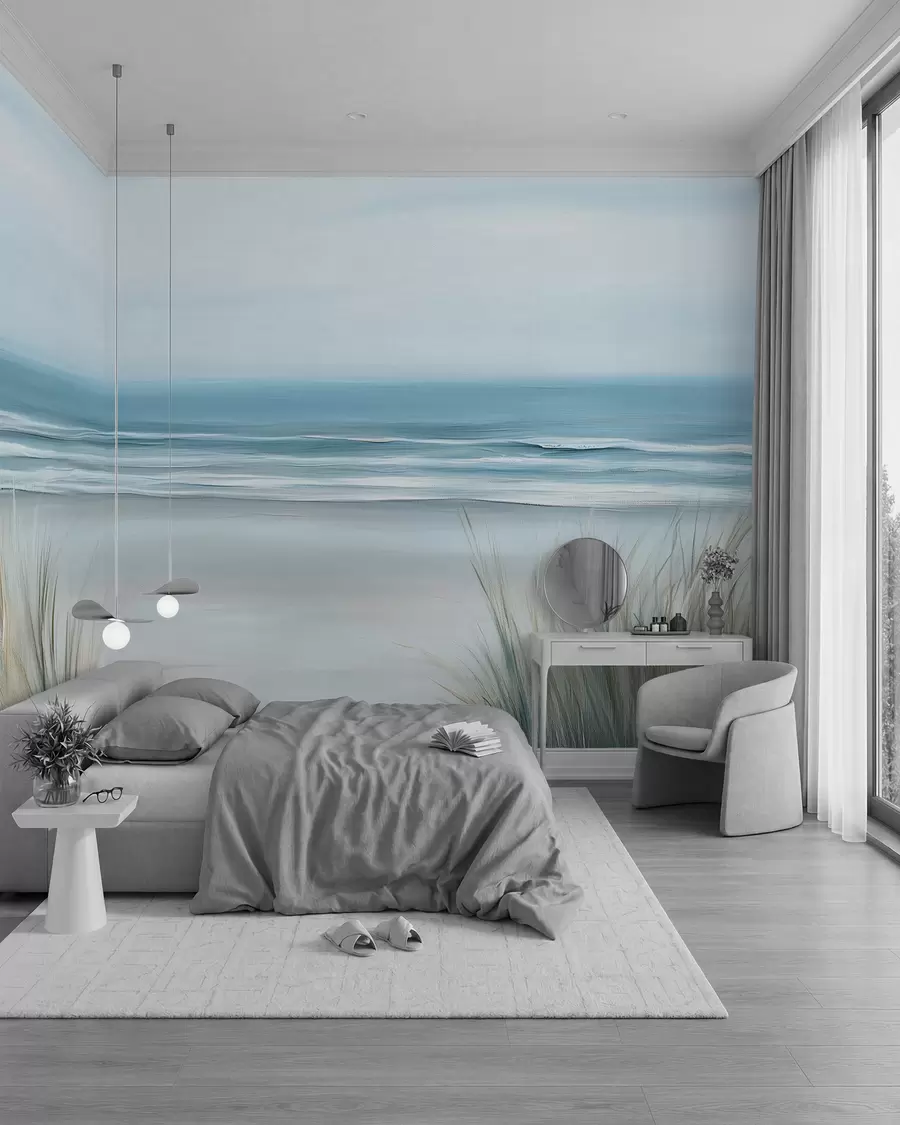 murales de pared Paisaje con playa salvaje al óleo w02869