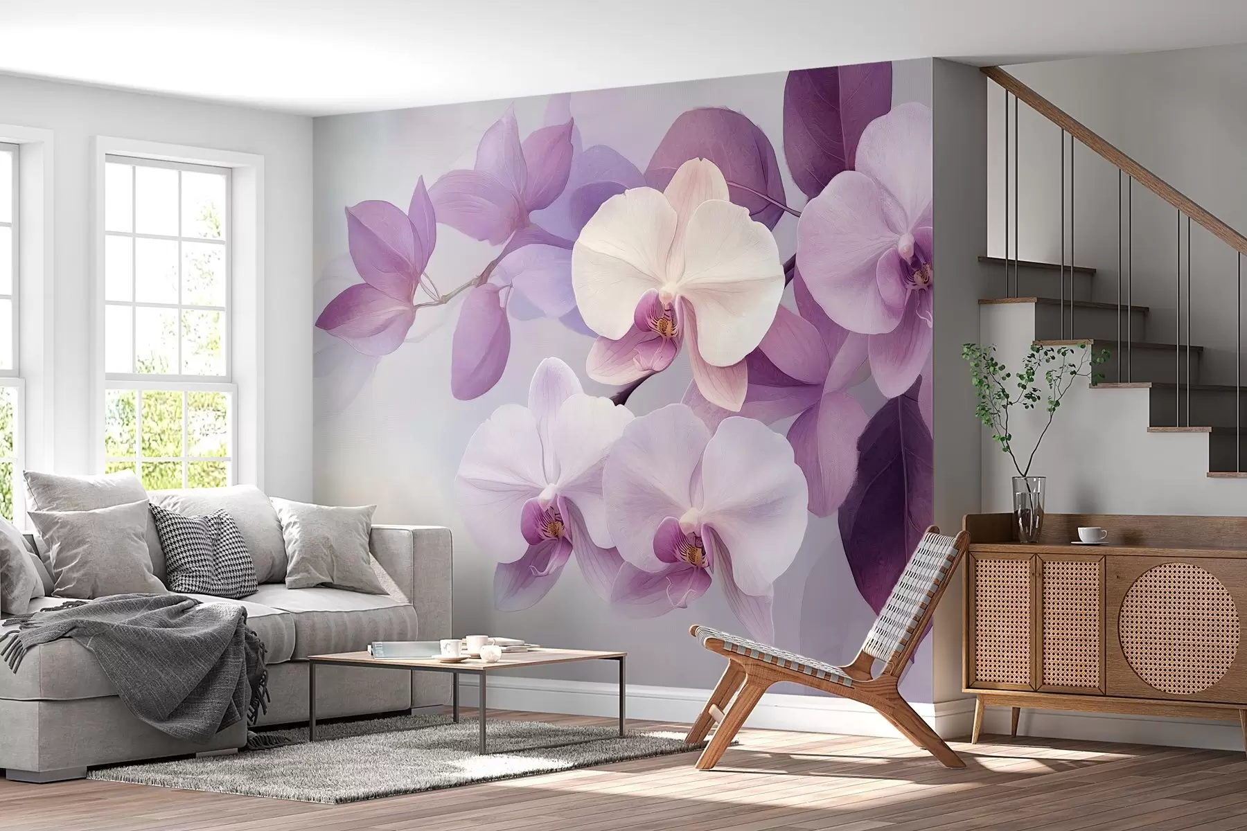 murales de pared Composición con archivos en tonos morados w02910