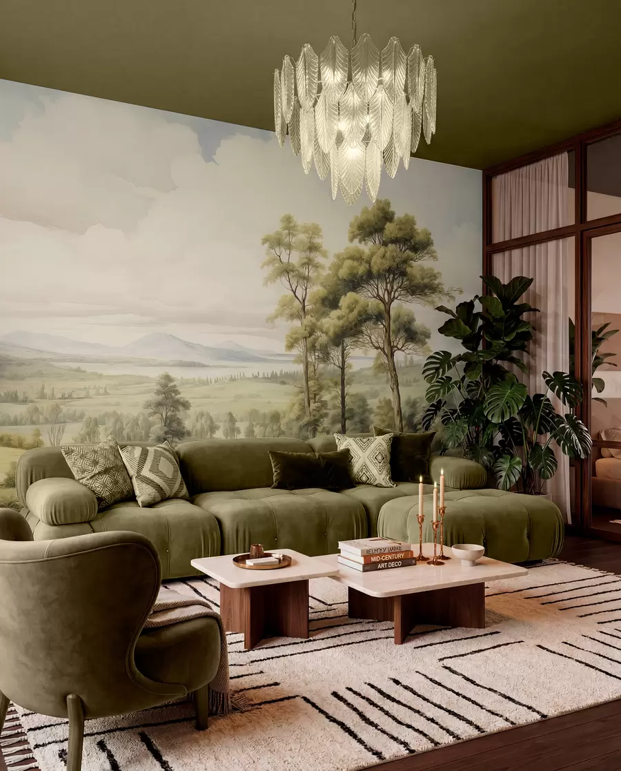 murales de pared Paisaje moderno en acuarela w02978
