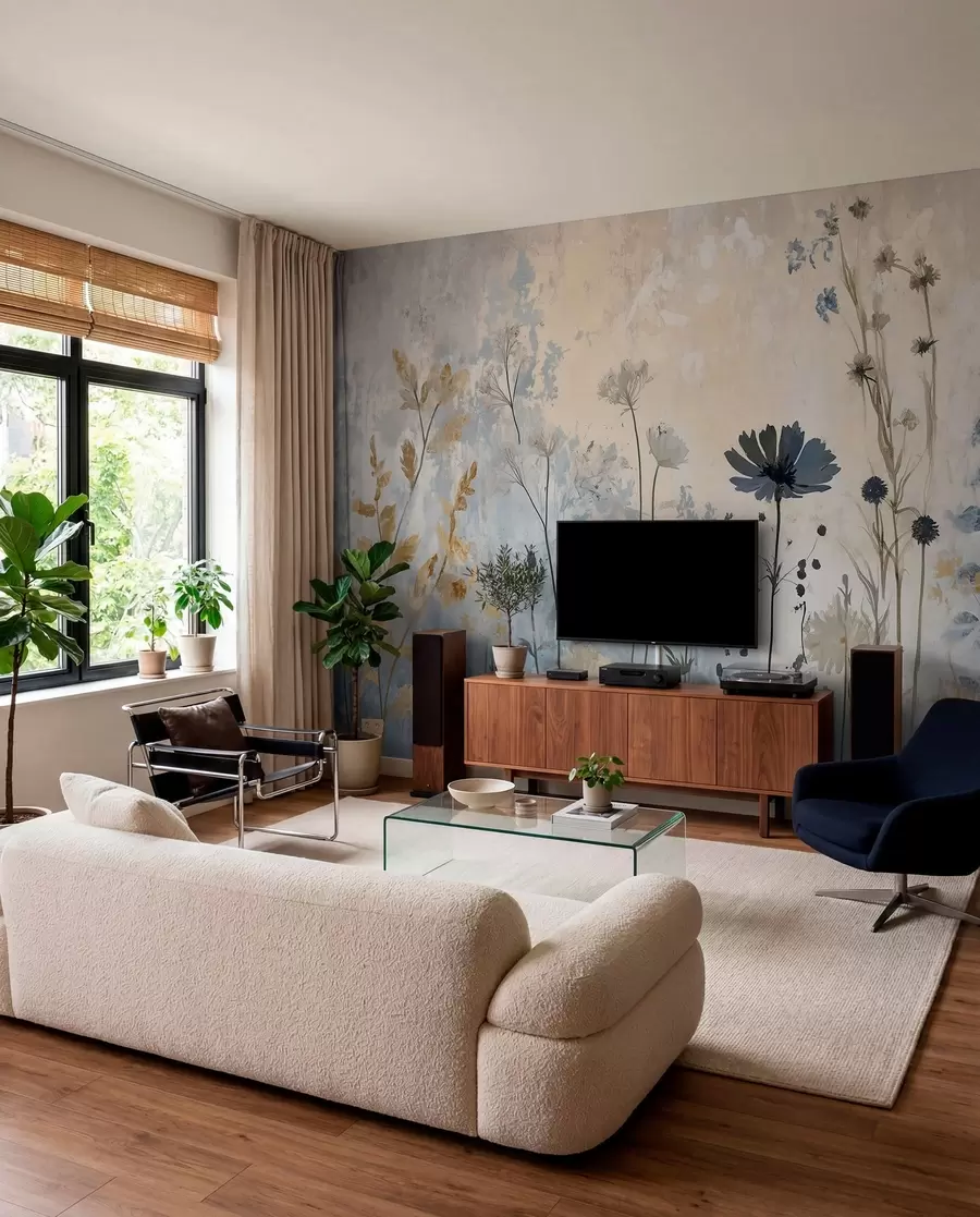 murales de pared Flores silvestres en abstracto w03022