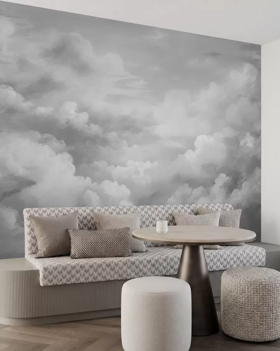 murales de pared nubes luminosas en tonos grises w03047v1