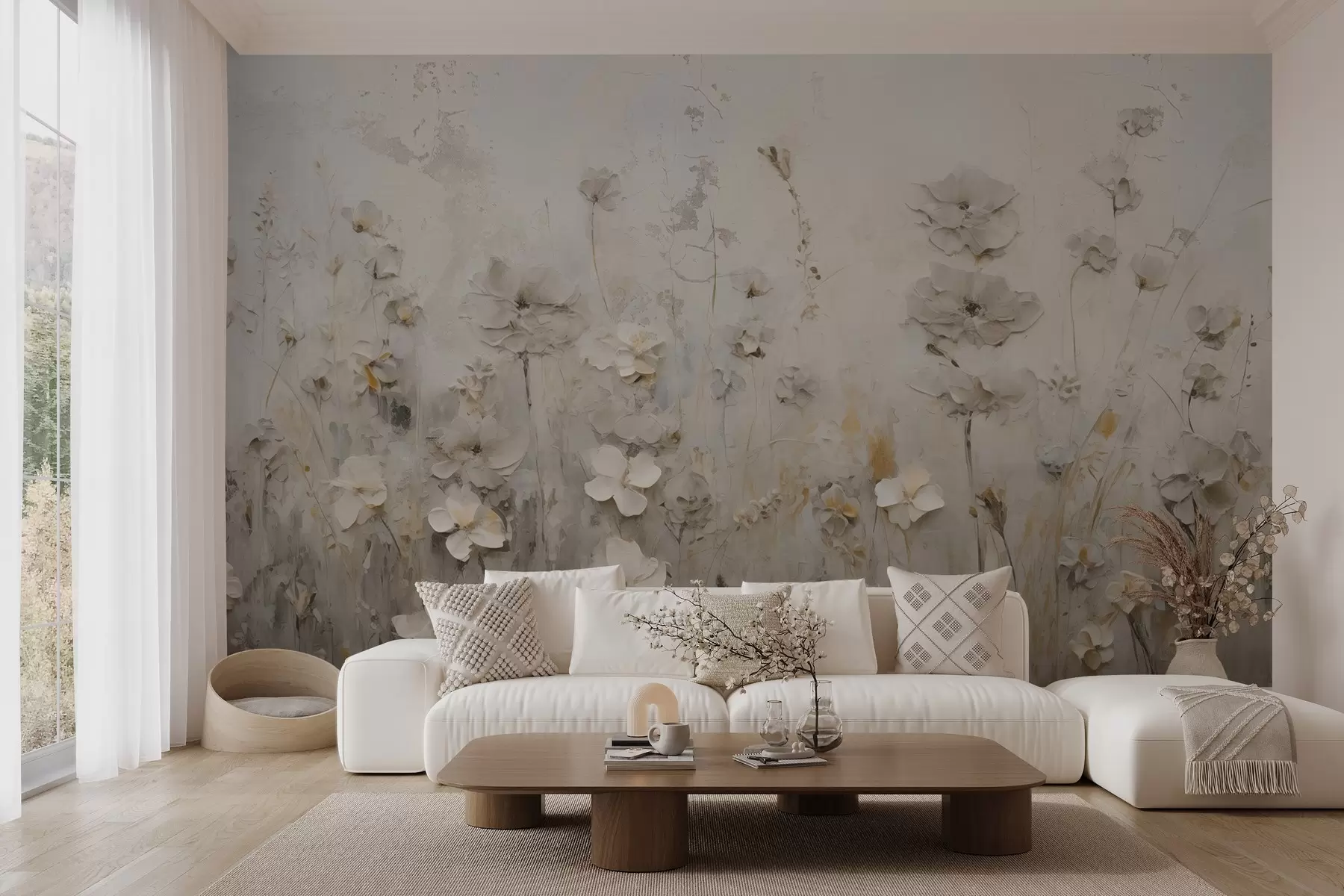 murales de pared Reflejo abstracto de flores w03205v1