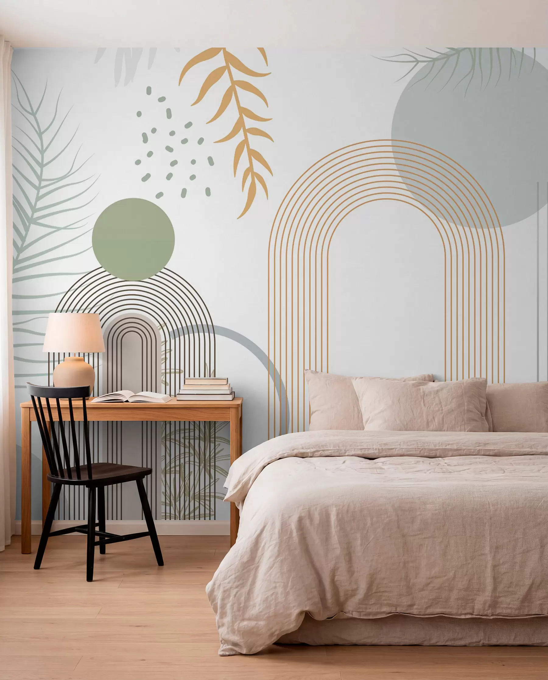 murales de pared Hojas y arcos finos w08835