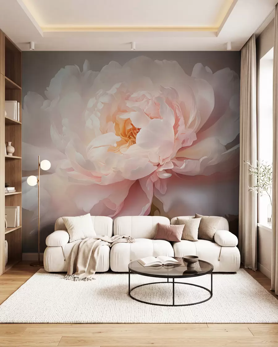murales de pared Flor de peonía en una delicada paleta de colores w03247