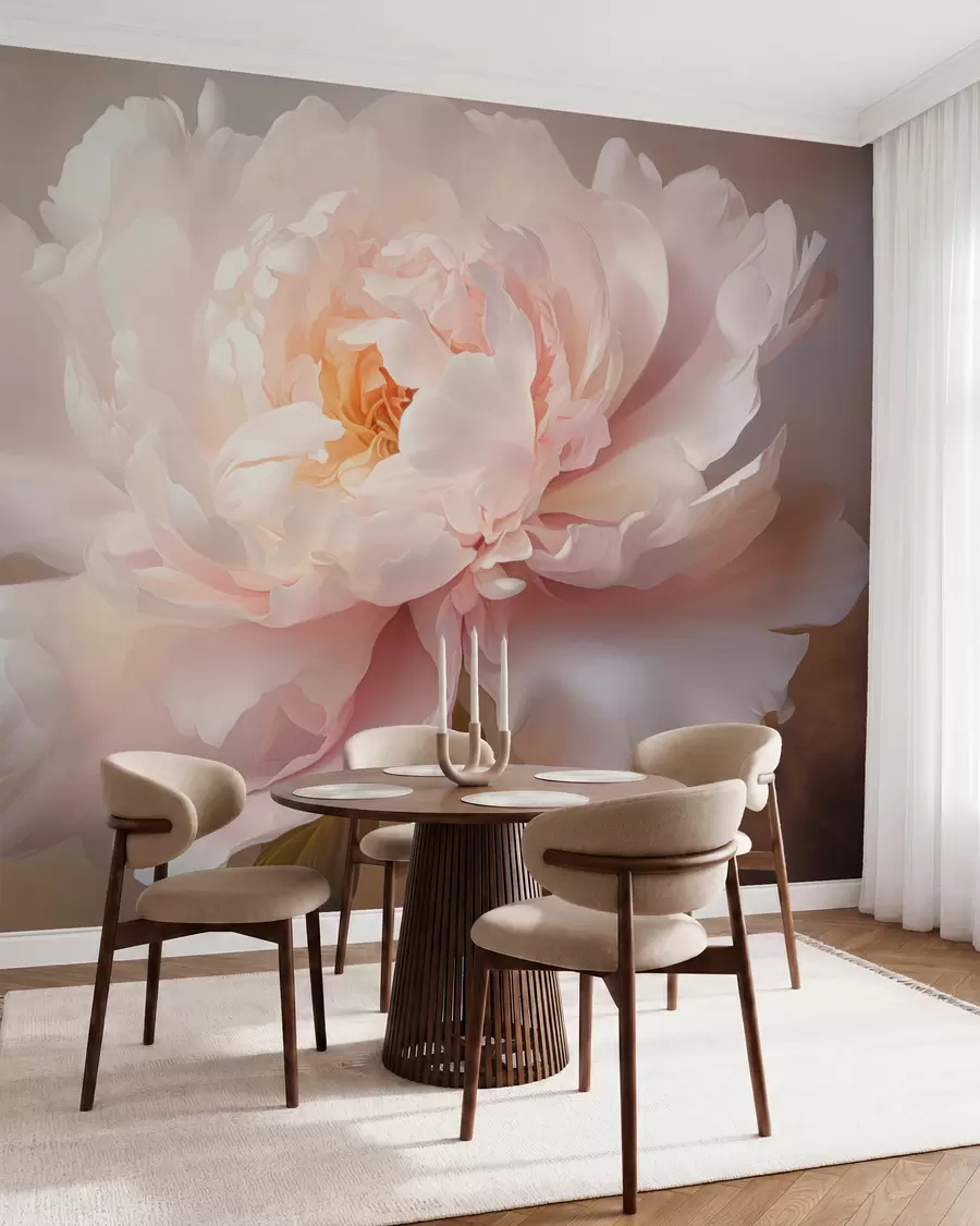 murales de pared Flor de peonía en una delicada paleta de colores w03247