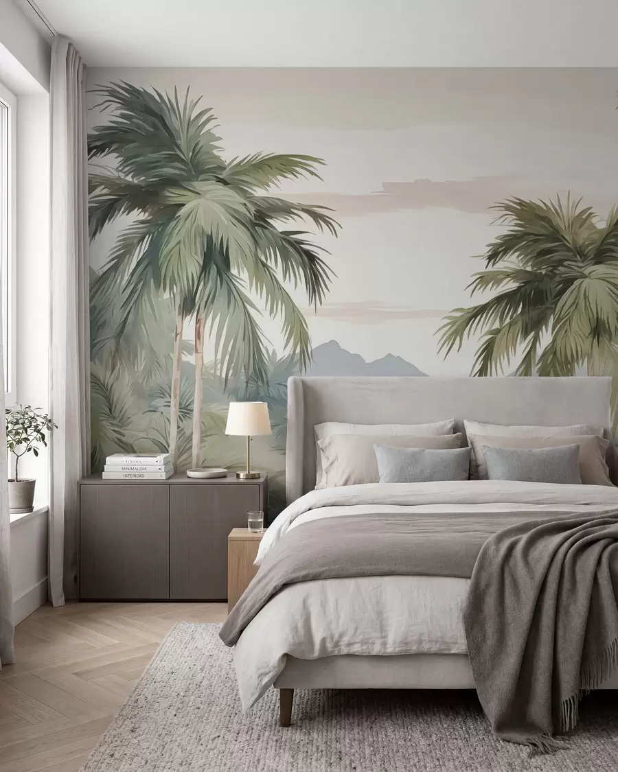 murales de pared Acuarela imitación palmeras w03267