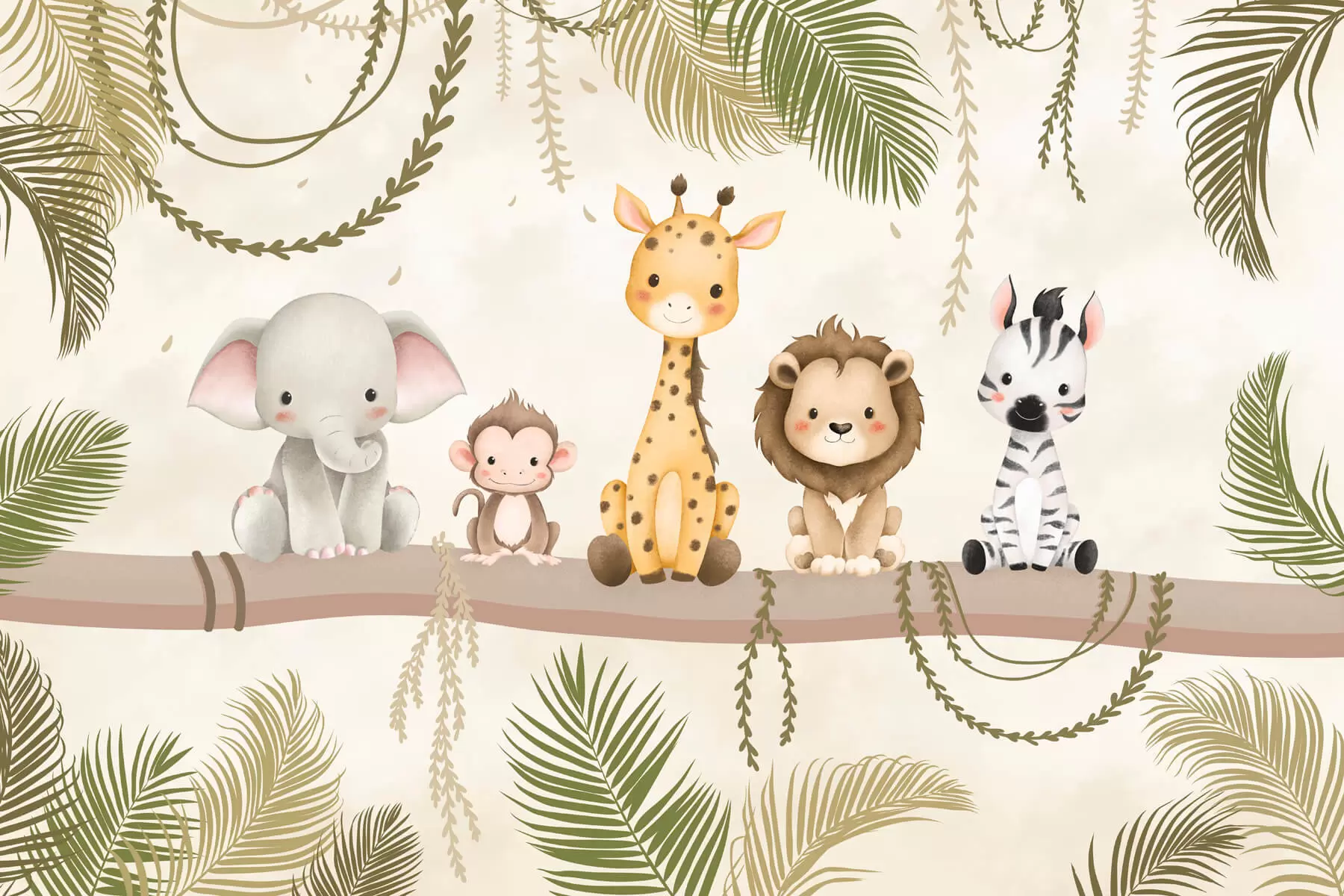 murales de pared Simpáticos animales tropicales w03166