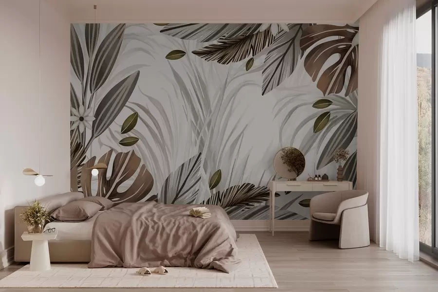 murales de pared Vegetación tropical en tonos naturales w03261