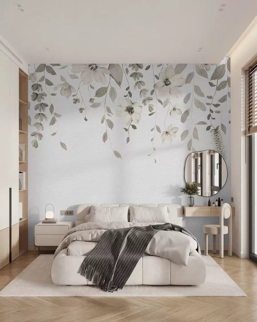 murales de pared Flores y hojas colgantes de acuarela w03315v1
