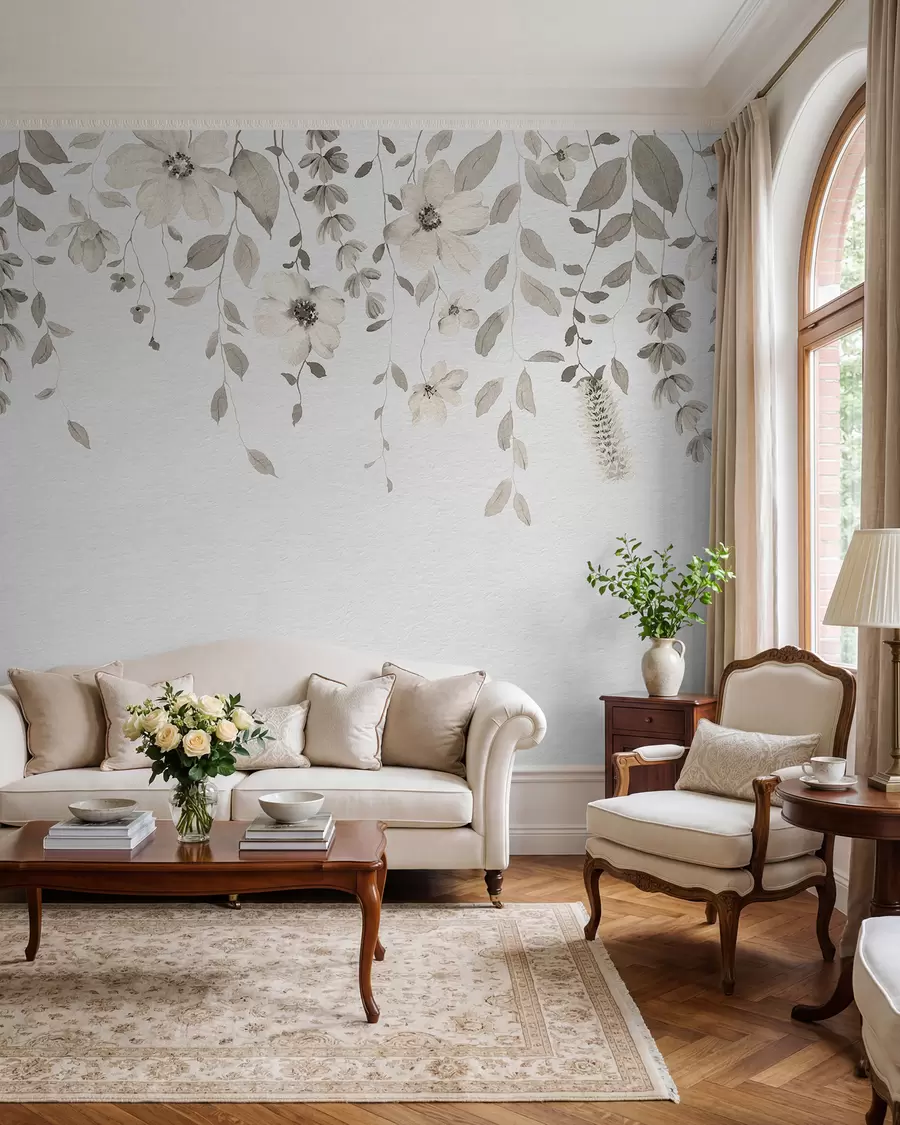 murales de pared Flores y hojas colgantes de acuarela w03315v1