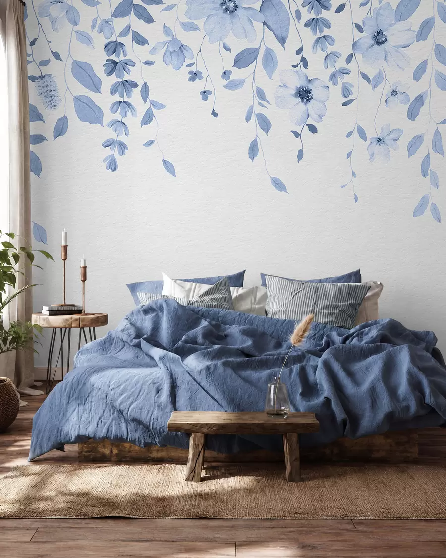 murales de pared Flores y hojas colgantes de acuarela w03315v3