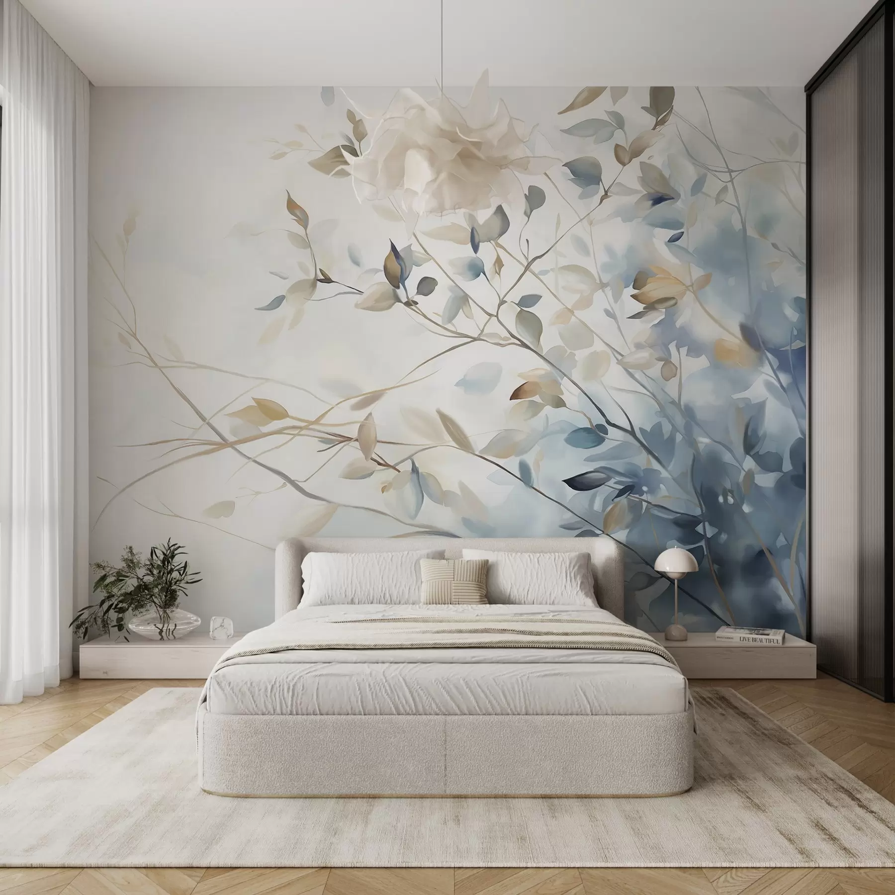 murales de pared Ramas azules w08900