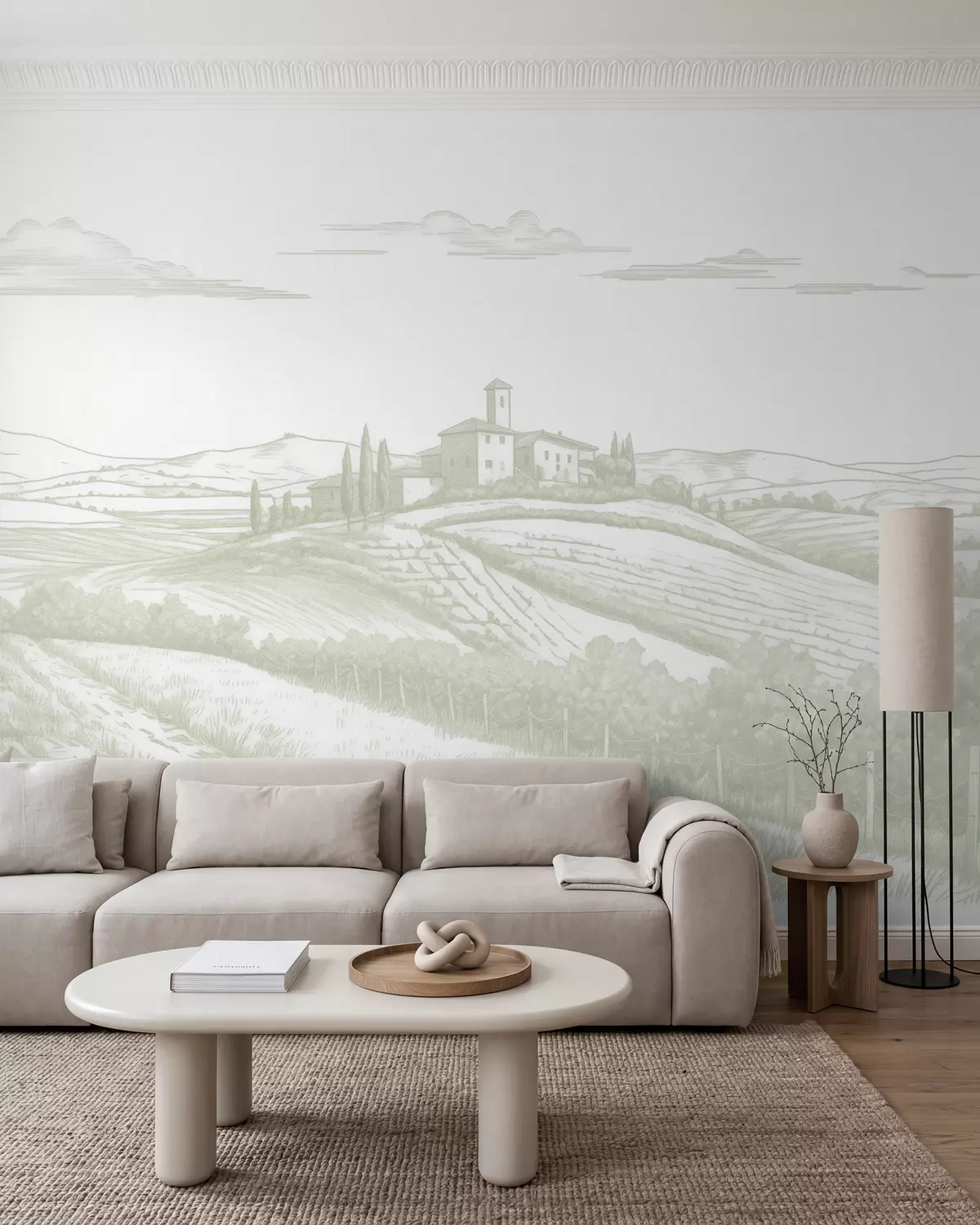 murales de pared Viñedo dibujado en salvia w03349v2