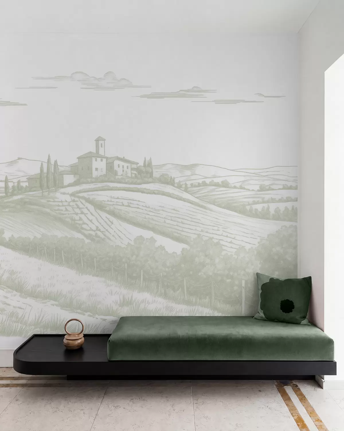 murales de pared Viñedo dibujado en salvia w03349v2