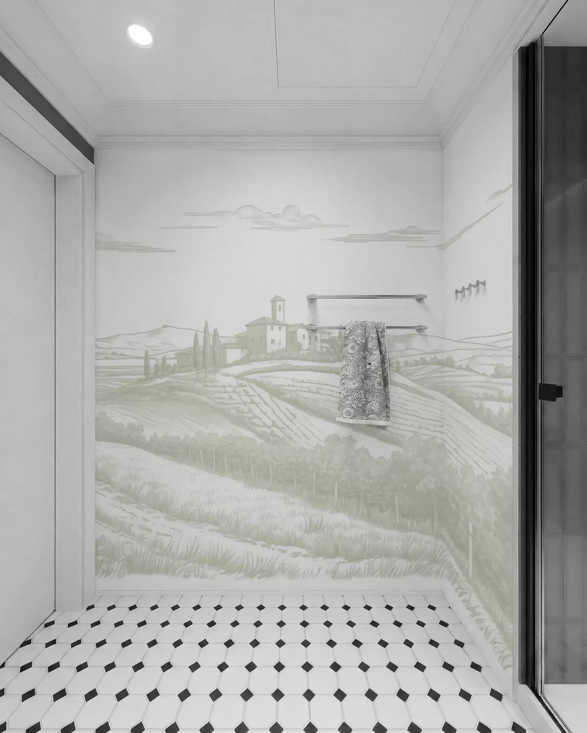 murales de pared Viñedo dibujado en salvia w03349v2
