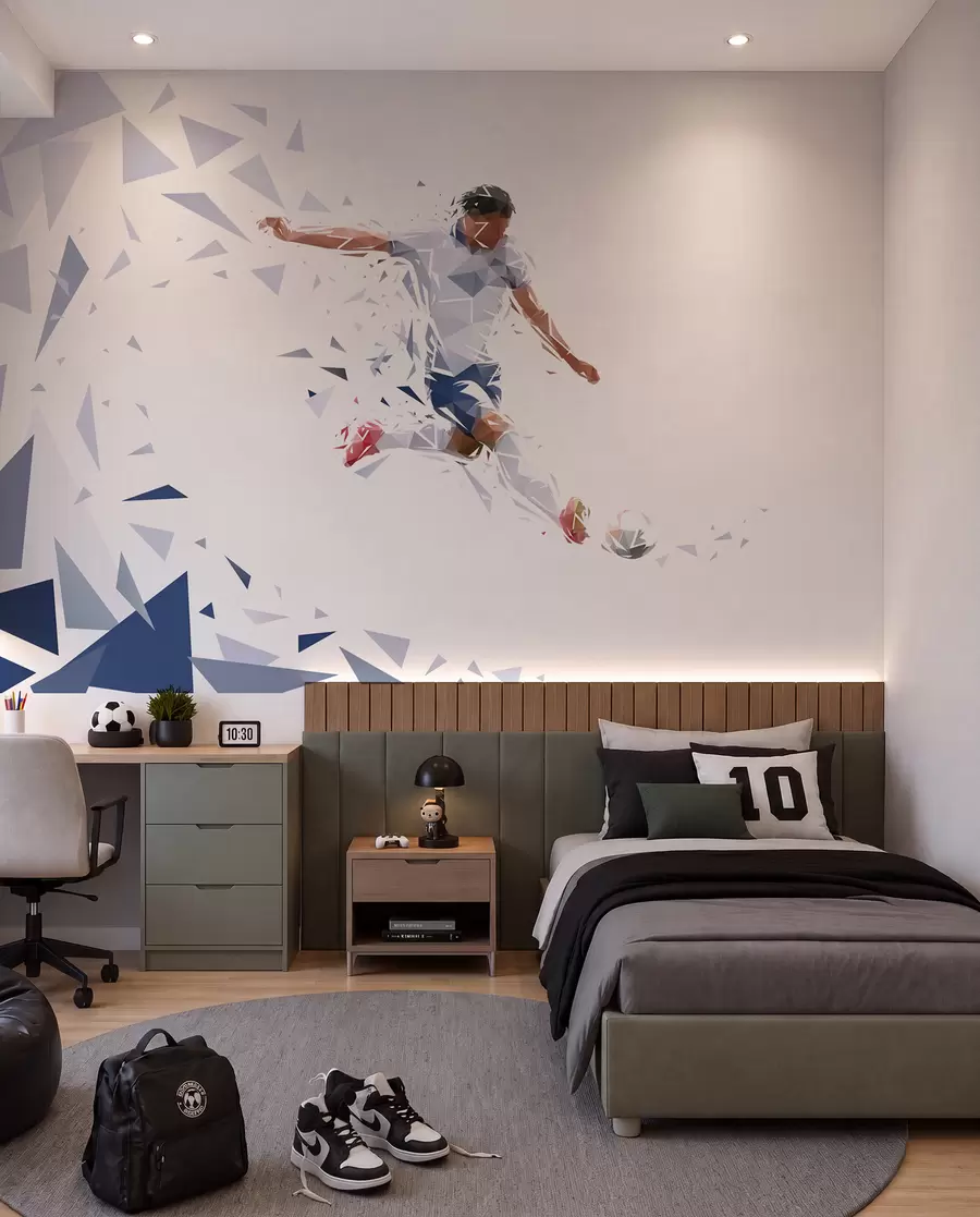 murales de pared Fútbol en formas angulares w03289