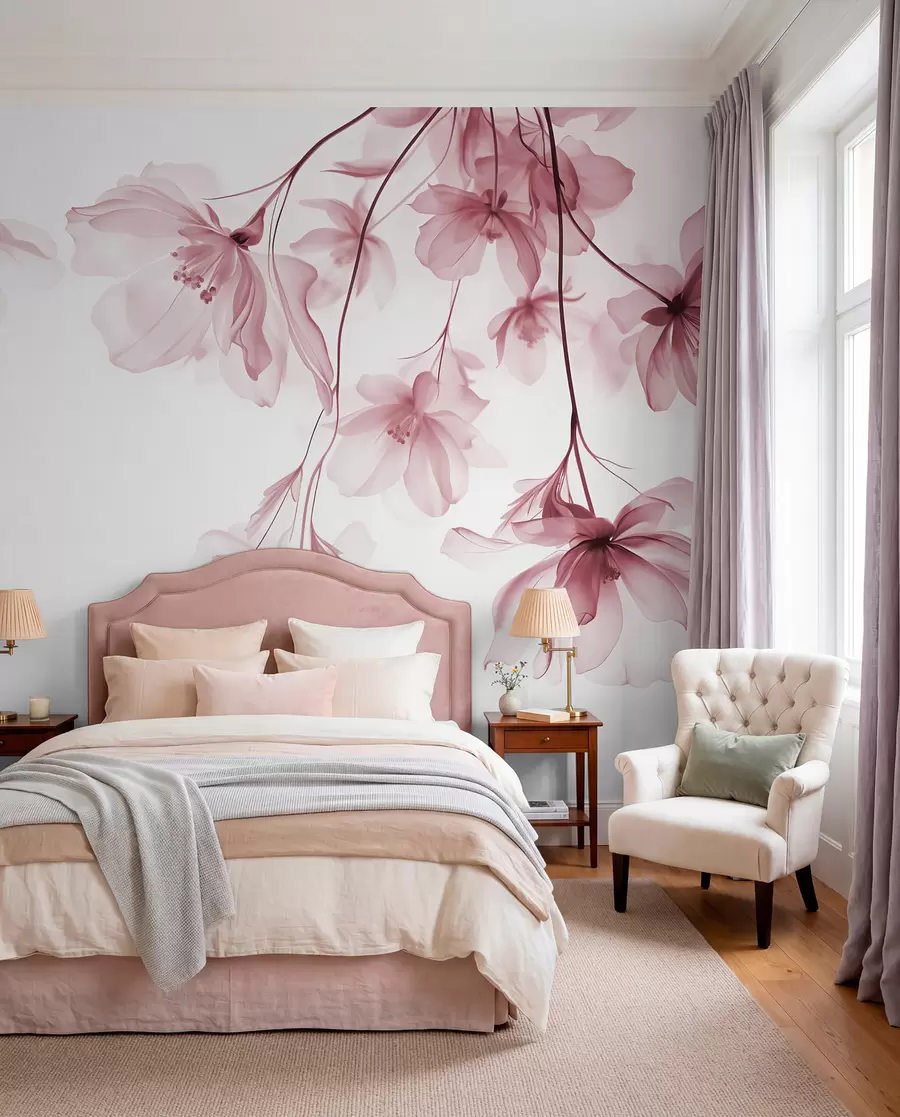 murales de pared Flores colgantes en rosa viejo w08911v2