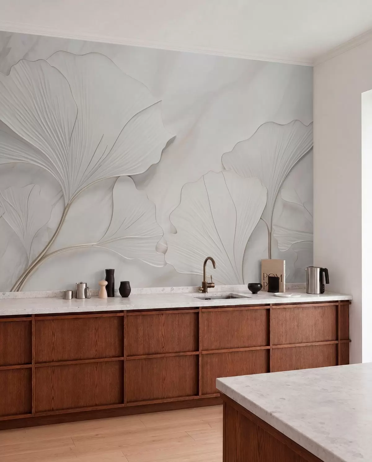 murales de pared Hojas blanco tiza w03440