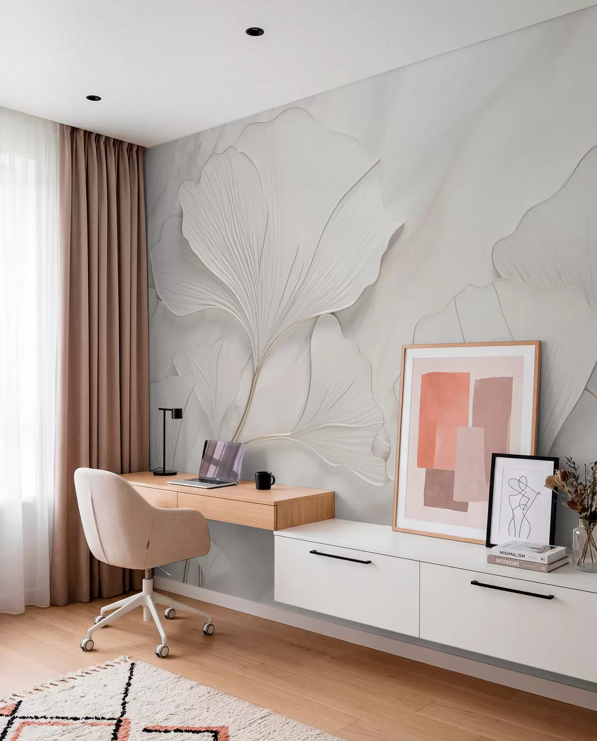 murales de pared Hojas blanco tiza w03440