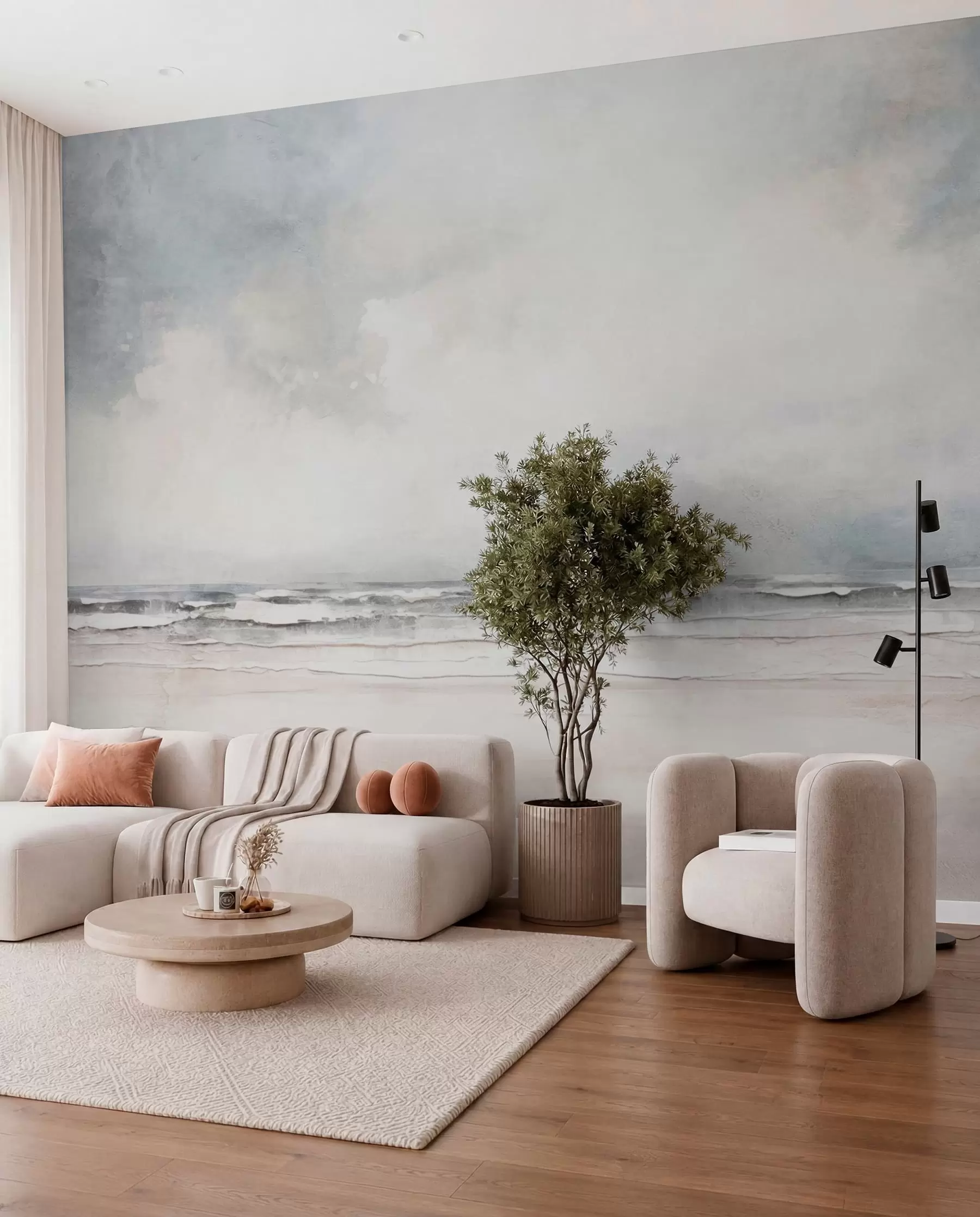 murales de pared Horizonte marino plateado w03441