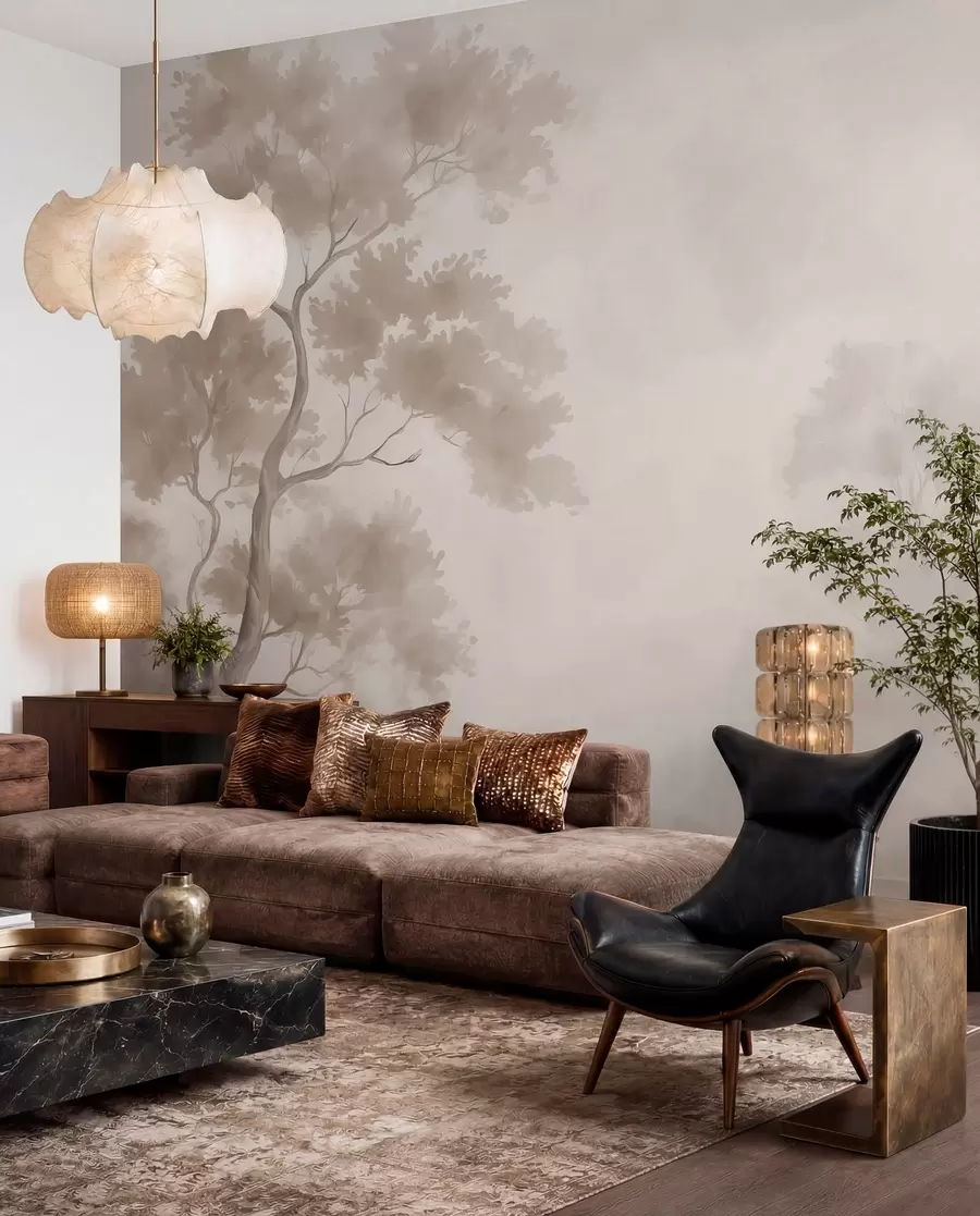 murales de pared Árbol imitación de acuarela difuminada w03471v1