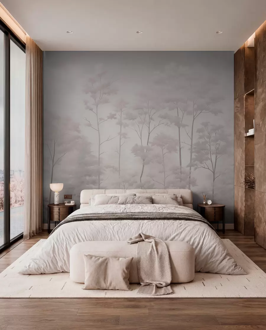 murales de pared Bosque de moda en delicados colores pastel claros w03525